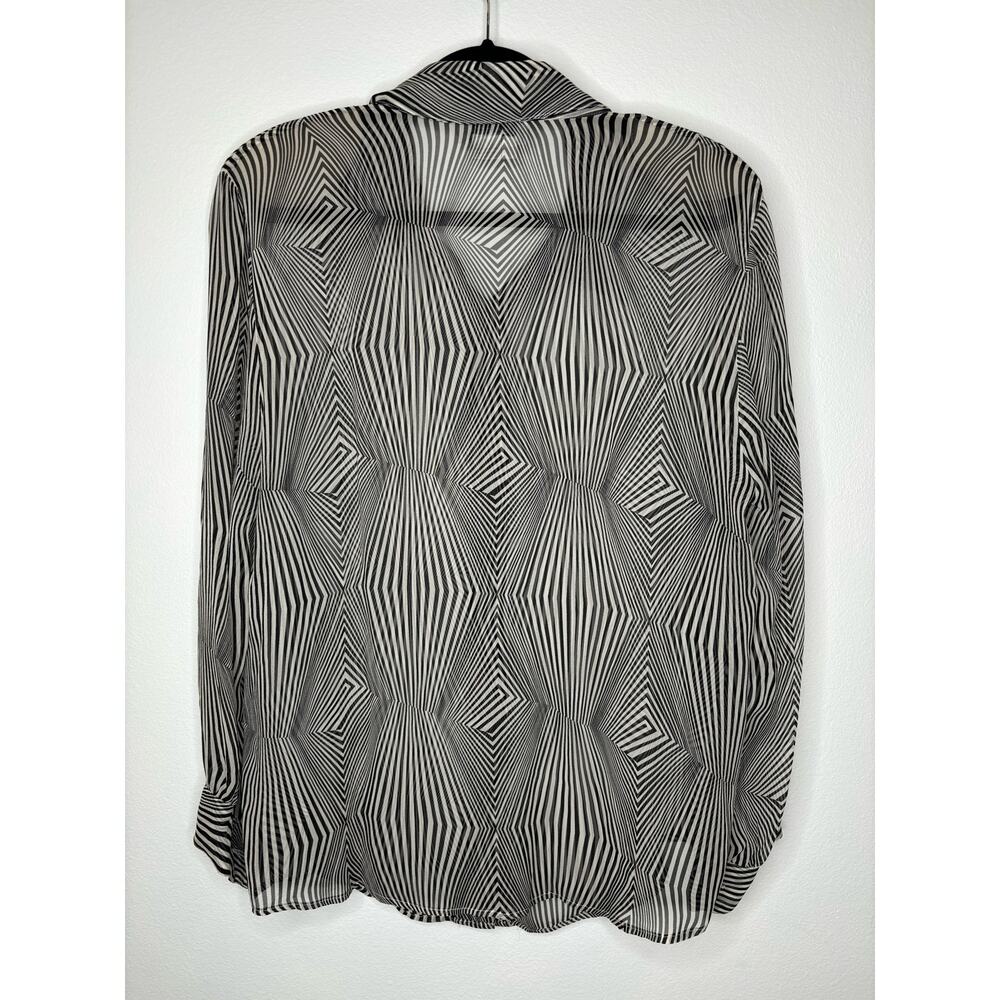 Vintage Vera Cristina 100% silk black & white sheer blouse